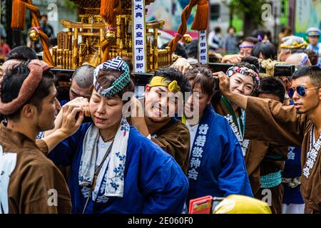 Omikoshi Nezu Shrine Festival in Tokio Stockfoto