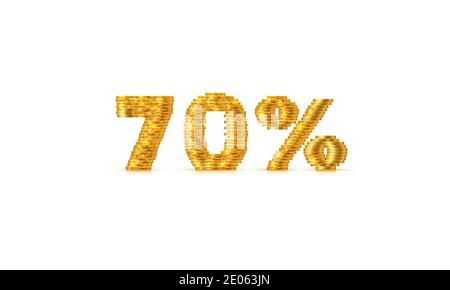 Münzen Stack 70 Verkauf off Text Zeichen. Vektorgrafik Stock Vektor