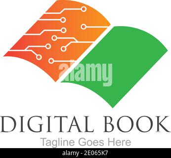 Digitales Buch Logo Technologie Vektor Symbol Design Stock Vektor