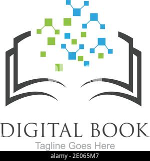 Digitales Buch Logo Technologie Vektor Symbol Design Stock Vektor