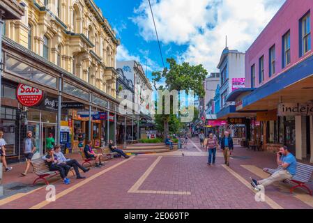 WELLINGTON, NEUSEELAND, 9. FEBRUAR 2020: Cuba Street im Zentrum von Wellington, Neuseeland Stockfoto