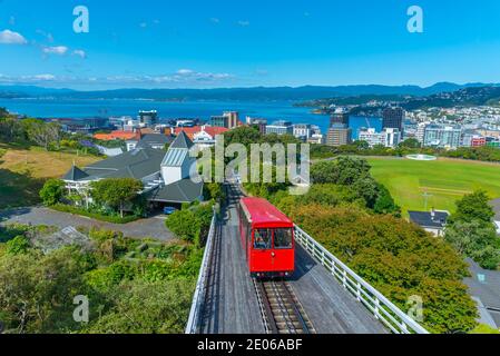 WELLINGTON, NEUSEELAND, 9. FEBRUAR 2020: Seilbahn auf dem Weg zu Wellington Botanic Gardens, Neuseeland Stockfoto