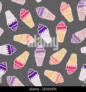 Nahtloses Muster mit kritzelfarbenem Eis. Vektorgrafik. Stock Vektor