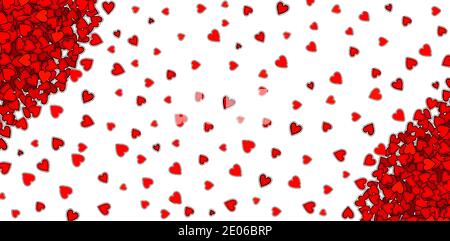 Valentinstag Hintergrund mit vielen roten Herzen auf einem weißen. Tag der Liebe für zwei Menschen auf der ganzen Welt Stockfoto