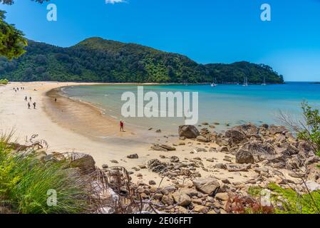 ABEL TASMAN, NEUSEELAND, 6. FEBRUAR 2020: Bark Bay im Abel Tasman Nationalpark in Neuseeland Stockfoto