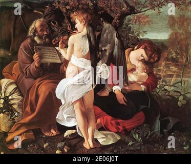 Le Caravage - Le repos Anhänger la fuite en Egypte. Stockfoto