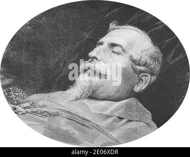 Le Monde Illustre 1873 - Napoleon III sur son lit de mort. Stockfoto