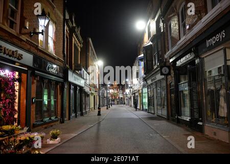 Bilder vom Stadtzentrum von Leicester in der Nacht vor dem Start UK Lockdown im März 2020 Stockfoto