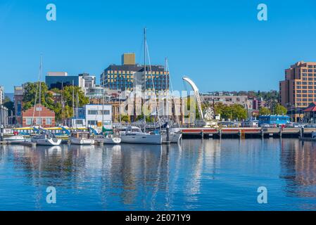 HOBART, AUSTRALIEN, 22. FEBRUAR 2020: Marina im Hafen von Hobart, Australien Stockfoto