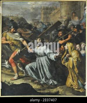 Le Portement de croix dans la chapelle St Jean Baptiste. Stockfoto