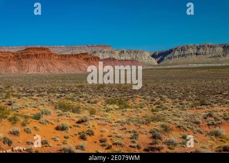 Wüstenlandschaft rund um den Warner Valley Dinosaur Track Site in der Nähe von St. George, Utah, USA Stockfoto