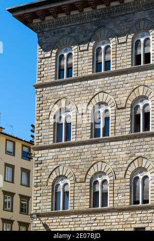 Detail des Palazzo delle Assicurazioni Generali auf der Piazza della Signoria, Florenz, Italien Stockfoto