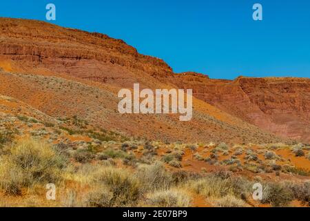 Wüstenlandschaft rund um den Warner Valley Dinosaur Track Site in der Nähe von St. George, Utah, USA Stockfoto