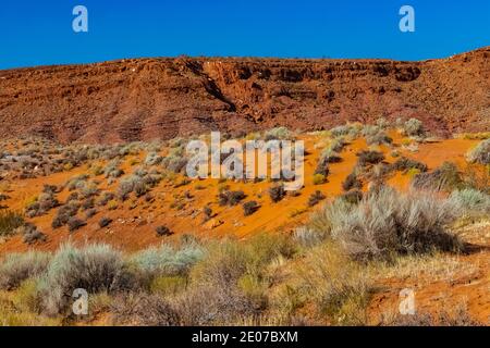 Wüstenlandschaft rund um den Warner Valley Dinosaur Track Site in der Nähe von St. George, Utah, USA Stockfoto