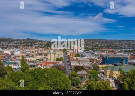 Luftaufnahme des Stadtzentrums von Launceston, Australien Stockfoto