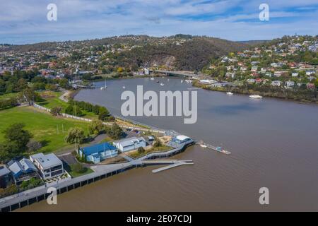 Luftaufnahme eines Hafens am Tamar River in Launceston, Australien Stockfoto