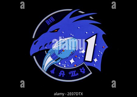 SpaceX Crew One 1 PVC Patch NASA Mission ISS Space Drache Stockfoto