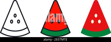 Wassermelone-Symbol. Lineare Farbsymbol, Kontur, Form, Kontur. Dünne Linie. Modernes, minimalistisches Design. Vektorset. Illustrationen von Früchten Stock Vektor