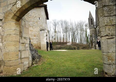 Der französische Präsident Nicolas Sarkozy feiert am 6. Januar 2012 den 600. Geburtstag von Jeanne D'Arc an der Porte de France in der Nähe der Kapelle in Vaucouleurs, Frankreich. Foto von Nicolas Gouhier/ABACAPRESS.COM Stockfoto