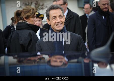 Der französische Präsident Nicolas Sarkozy feiert am 6. Januar 2012 den 600. Geburtstag von Jeanne D'Arc an der Porte de France in der Nähe der Kapelle in Vaucouleurs, Frankreich. Foto von Nicolas Gouhier/ABACAPRESS.COM Stockfoto