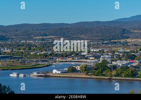 Luftaufnahme eines Hafens am Tamar River in Launceston, Australien Stockfoto