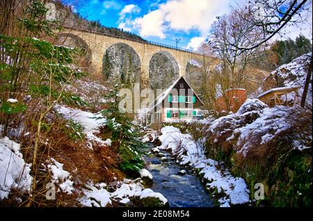 Ravennaschlucht Viadukt Winter Deutschland Stockfoto