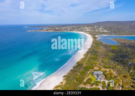 Luftaufnahme der Binalong Bucht in Tasmanien, Australien Stockfoto