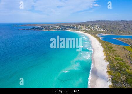 Luftaufnahme der Binalong Bucht in Tasmanien, Australien Stockfoto