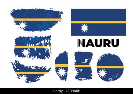Pinsel gemalte Grunge Flagge von Nauru Land. Unabhängigkeitstag von Nauru. Stock Vektor