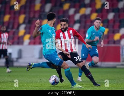 Brentford, Großbritannien. Dezember 2020. Brentford Saman Ghoddos während des Sky Bet Championship Matches zwischen Brentford und Bournemouth im Brentford Community Stadium, Brentford, England am 30. Dezember 2020. Foto von Andrew Aleksiejczuk/Prime Media Images. Kredit: Prime Media Images/Alamy Live Nachrichten Stockfoto