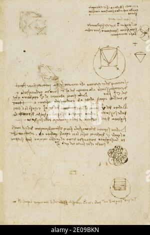 Leonardo da Vinci - Recto Studien der Geometrie. Stockfoto