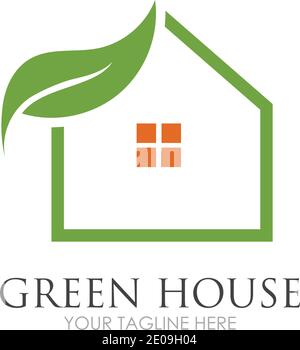 Green House Logo Vorlage Design Vektor Illustration Stock Vektor