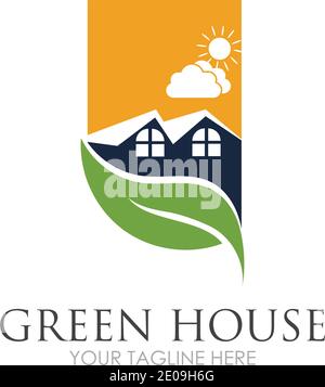 Green House Logo Vorlage Design Vektor Illustration Stock Vektor