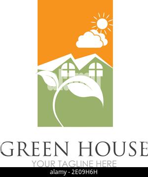 Green House Logo Vorlage Design Vektor Illustration Stock Vektor