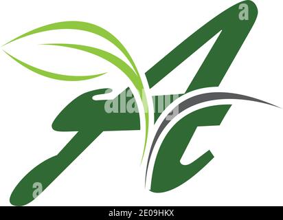 Grüne Öko-Buchstaben EIN Logo mit Blättern. /Symbol / Alphabet / botanisch / natürlich Green Letter A mit Blattlogo Illustration Design-Vorlage Stock Vektor
