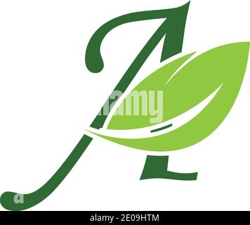 Grüne Öko-Buchstaben EIN Logo mit Blättern. /Symbol / Alphabet / botanisch / natürlich Green Letter A mit Blattlogo Illustration Design-Vorlage Stock Vektor