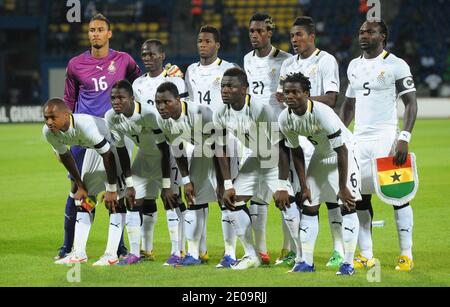 Ghanas Mannschaftsgruppe beim Fußballspiel African Cup of Nations 2012, Viertelfinale, Ghana gegen Tunesien in Franceville, Gabun am 5. Februar 2012. Foto von ABACAPRESS.COM Stockfoto