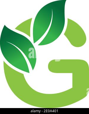 Green eco Blatt Buchstabe G Logo Illustration Design Vorlage Stock Vektor