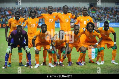 Die Mannschaftsgruppe der Elfenbeinküste beim African Cup of Nations Soccer Match 2012, Finale, Sambia gegen Elfenbeinküste in Libreville, Gabun am 12. Februar 2012. Foto von ABACAPRESS.COM Stockfoto