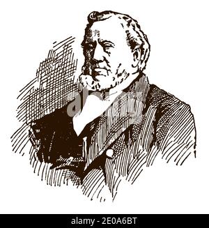 Porträt des historischen amerikanischen Religionsführers, Politikers und Siedlers Brigham Young Stock Vektor