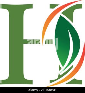 Buchstabe H eco hinterlässt Logo Symbol Design Vorlage Elemente Stock Vektor