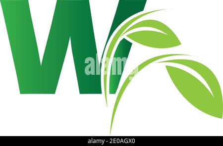 Buchstabe W Blatt Logo Design Vektor-Vorlage Stock Vektor