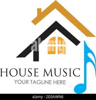 Haus Musik Logo Bilder Illustration Design Vorlage Stock Vektor