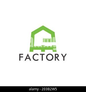 Buchstabe e Haus grün eco Fabrik Form Symbol Logo Vektor Stock Vektor