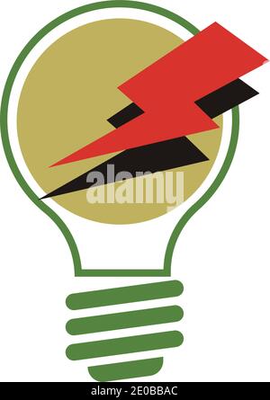 Vektorsymbole für Licht und Lampen eingestellt. Beleuchtung und Elektrizitätskonzept. Verschiedene Arten von Lampen, LED-Lampe, Atomenergie, Beleuchtungsoptionen. Stock Vektor