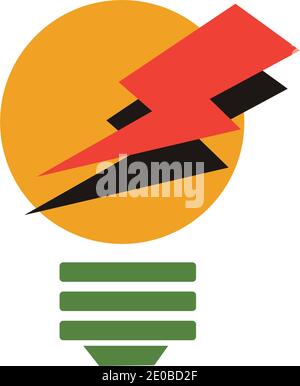 Vektorsymbole für Licht und Lampen eingestellt. Beleuchtung und Elektrizitätskonzept. Verschiedene Arten von Lampen, LED-Lampe, Atomenergie, Beleuchtungsoptionen. Stock Vektor