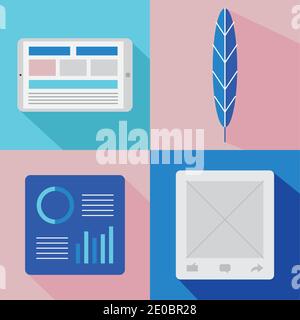 Web-Design Satz von Symbolen, Technologie Internet und Medien Thema Vektor Illustration Stock Vektor