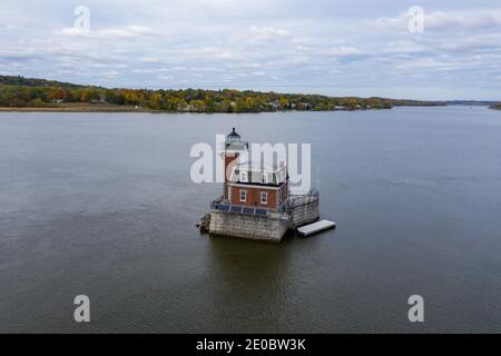 Der Hudson Athens Lighthouse, manchmal auch Hudson City Light genannt, ist ein Leuchtturm am Hudson River im Bundesstaat New York Stockfoto