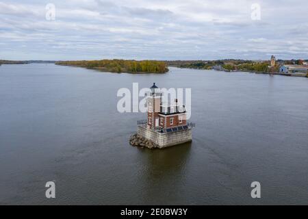 Der Hudson Athens Lighthouse, manchmal auch Hudson City Light genannt, ist ein Leuchtturm am Hudson River im Bundesstaat New York Stockfoto