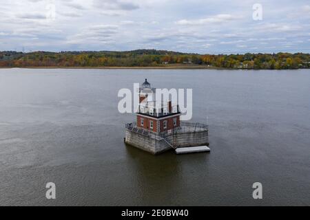 Der Hudson Athens Lighthouse, manchmal auch Hudson City Light genannt, ist ein Leuchtturm am Hudson River im Bundesstaat New York Stockfoto